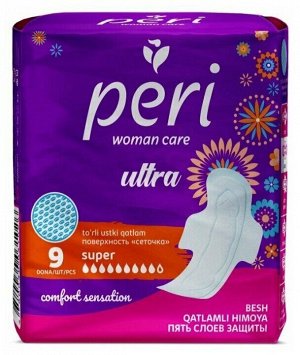 PERI Женские гигиенические прокладки Ultra Super 9 шт (сетка)