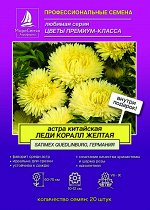 Хризантелла ЛЕДИ КОРАЛ ЖЕЛТАЯ Callistephus chinensis Lady Coral Yellow 20 шт.