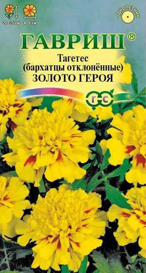 С Ц Бархатцы Золото Героя откл, махр, золотисто-желтые, 20-25см 0,1гр Гавриш/ЦВ