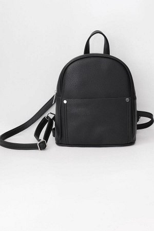 Черный рюкзак со штапельными деталями и передним карманом