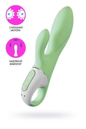 Нереалистичный вибратор Satisfyer Air Pump Bunny 5, силикон, зеленый, 15 см.