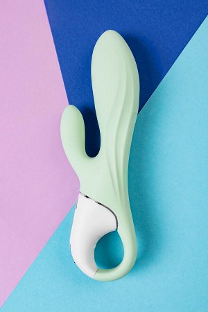 Нереалистичный вибратор Satisfyer Air Pump Bunny 5, силикон, зеленый, 15 см.