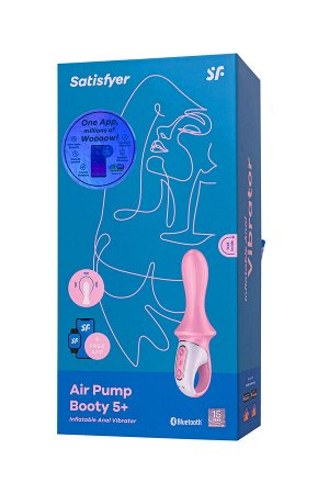Вибратор с расширением Satisfyer Air Pump Booty 5+ Connect App, силикон, розовый, 15 см