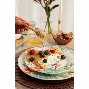 Тарелка фарфоровая десертная Доляна «Пташка», d=20,5 см, цвет белый