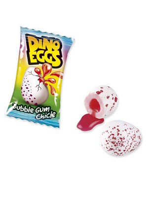 Жевательная резинка с клубничным вкусом Fini Dino Eggs Жвачка Фини в виде яйца динозавра с начинкой внутри  5.5 гр