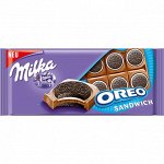 Шоколад Милка с печеньем Орео / Молочный шоколад Milka Oreo Sandwich 100 гр