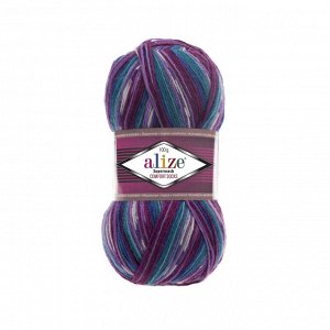 Alize Superwash Comfort Socks №4412 бирюзовый/фиолетовый
