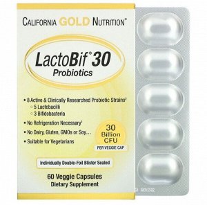 Пробиотики LactoBif, 30 миллиардов КОЕ, 60 растительных капсул