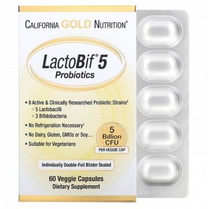 Пробиотики LactoBif 5, 5 миллиардов КОЕ, 60 растительных капсул