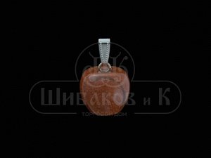 58119  Кулон "Яблочко" авантюрин коричневый (имитация)  (размер камня 18*20*20 мм)