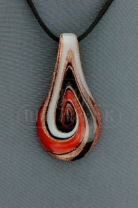 61709- 1  Подвеска муранское стекло "Капля" (размер кулона 58-60*30 мм) на шнуре из искусственной замши