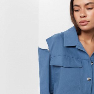 Рубашка женская укороченная с разрезами MIST: Denim, синий