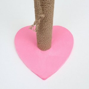 Когтеточка-столбик "Сердце", 30 х 30 х 50 см, розовая