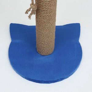 Когтеточка-столбик "Котик", 30 х 30 х 50 см , синяя
