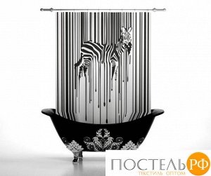 Штора для ванной 'Дизайнерская зебра', полиэстер, 145x180
