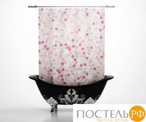 Шторы для ванной: Розовые горошки