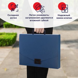 Портфель пластиковый STAFF А4 (320х225х36 мм), без отделений, синий, 229240