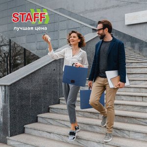 Портфель пластиковый STAFF А4 (320х225х36 мм), без отделений, синий, 229240