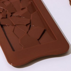 Форма для шоколада силиконовая Доляна «Дробленый шоколад», 21,2x10,6x1 см, цвет шоколадный