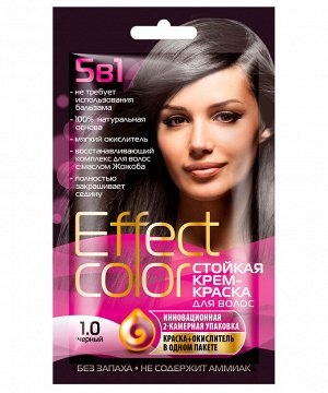 Краска-крем д/волос "Effect Color" стойкая т.1.0 Чёрный 50 мл пакет арт.4910 /15/