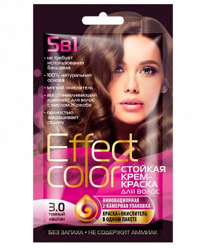 Краска-крем д/волос "Effect Color" стойкая т.3.0 Тем. каштан 50 мл пакет арт.4912 /15/