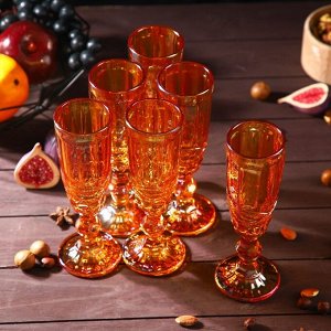Набор бокалов стеклянных для шампанского Magistro «Ла-Манш», 160 мл, 7?20 см, 6 шт, цвет янтарный