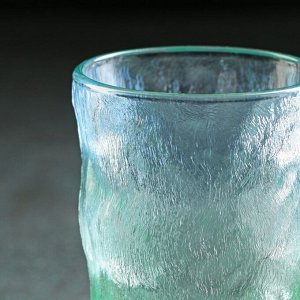 Кружка стеклянная Доляна «Бланш», 340 мл, цвет сине-зелёный