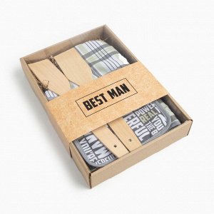 Набор подарочный «Доляна» Best man: варежка 20x28 см, прихватка 17x17 см, 2 лопатки