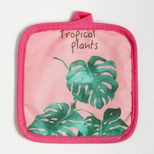 Кухонный набор 2 предмета Доляна "Tropical" цвет розовый прихватка 17х17 см, варежка 25х16 см,100% п/э