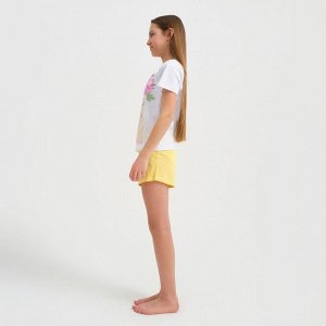 Пижама детская для девочки KAFTAN "Selfie", рост 134-140, белый/желтый