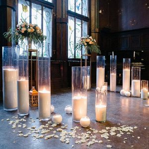 candle-magic Насыпная свеча в гранулах колба цилиндр 20 см восковая, сиреневый воск