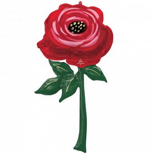 Шар-фигура, фольга, "Роза красная" (AN), 30"/76 см х 55"/139 см, инд. уп.