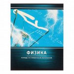 Тетрадь предметная &quot;Металл&quot;, 48 листов в клетку &quot;Физика&quot; со справочным материалом, обложка мелованный картон, блок №2, белизна 75% (серые листы)