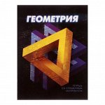 Тетрадь предметная 3D, 48 листов в клетку &quot;Геометрия&quot;, со справочным материалом, обложка мелованный картон, блок №2, белизна 75% (серые листы)