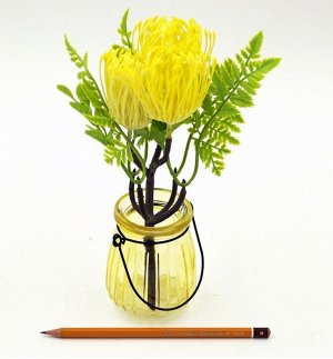 Хризантема цветок искусственный желтый 23см