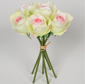 Роза Диана в букете 21 см 6 шт шампань с розовым
