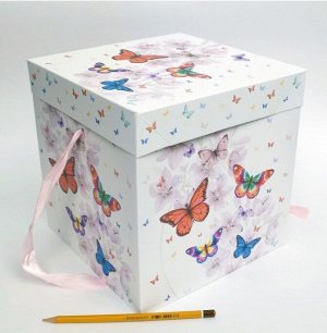 Коробка складная Бабочки 22 х 22 х 22 см