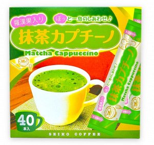Чай растворимый Seiko Coffee зелёный матча капучино с монах-фруктом (40 шт/уп) к/к 480г,