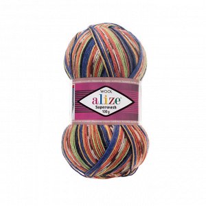 Alize Superwash Comfort Socks №2701 син/зелен/оранж