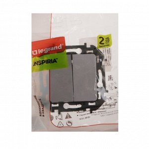 Выключатель Legrand INSPIRIA, 2 клавиши, 10 A, 250 В, алюминий