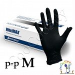 Перчатки NitriMax нитрил р-р M, черные, 100 штук, коробка