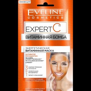 Eveline EVELINE EXPERT С Маска для лица 3в1 энергетическая, витаминная для сухой и уставшей кожи 2х5мл (*12)