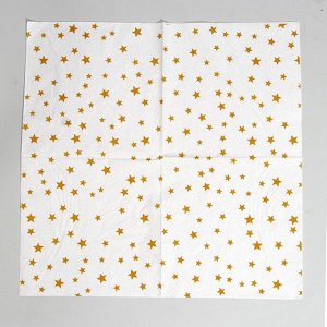 Салфетки бумажные «Звёзды», 33х33 см, набор 20 шт., цвет золотой