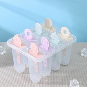 Форма для мороженого «Леденец», 8 ячеек, 15x12x12 см, цвет МИКС