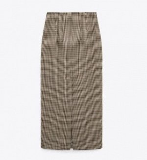ZARA / ЮБКА В КЛЕТКУ арт. 8750331 085, хаки
