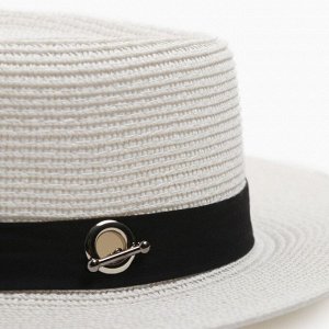 Шляпа с бусинами MINAKU цвет молочный, р-р 56-58