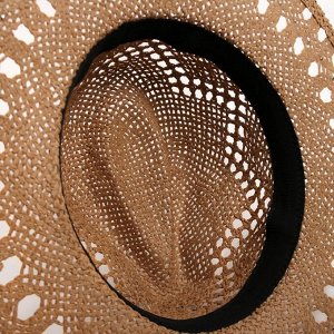 Шляпа с декором MINAKU цвет коричневый, р-р 56-58