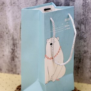 Пакет подарочный «Polar bear», flowers (12*10*24.5)