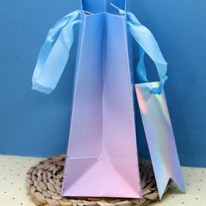 Пакет подарочный (S) «Sequins», blue (18*23*10)