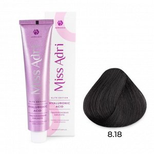 8.18 Крем - краска для волос ADRICOCO Miss Adri Elite Edition светлый блонд пепельный коричневый, 100мл